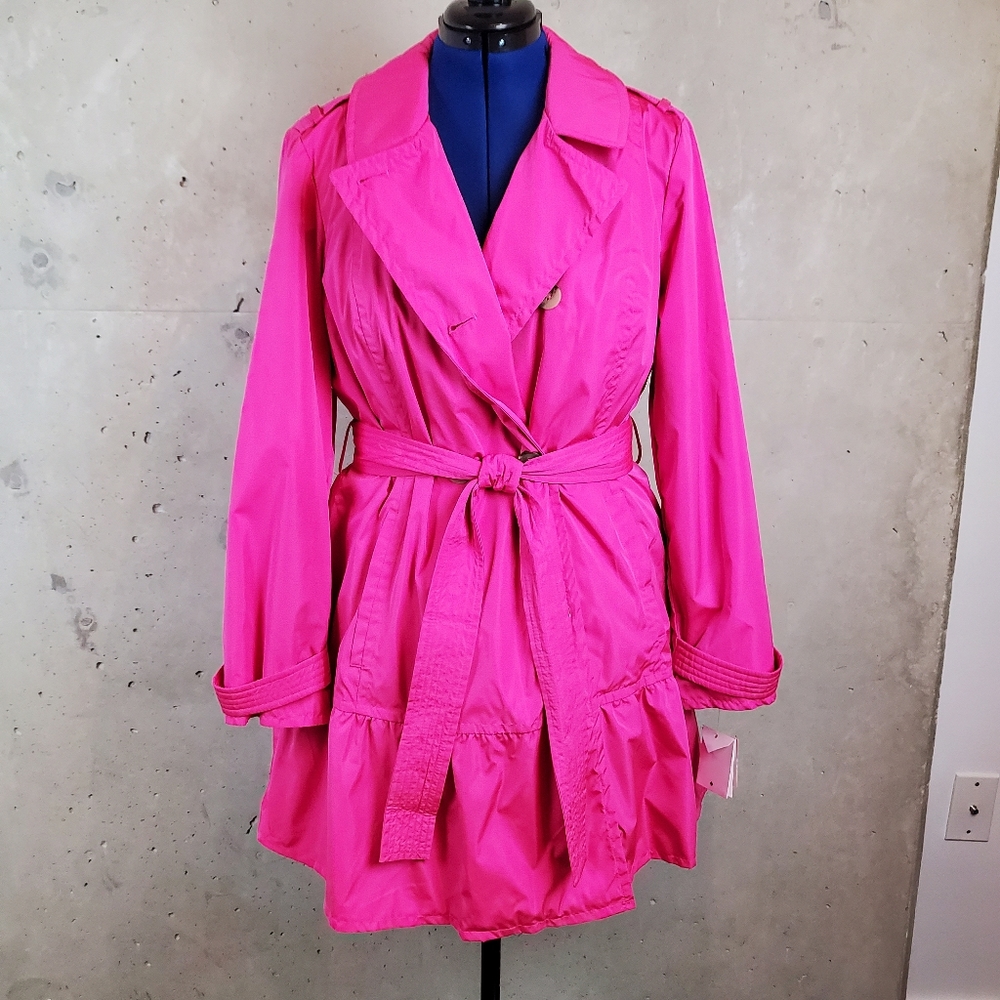 Kate Spade hot pink rain coat trench size XL - Picture 6 of 16